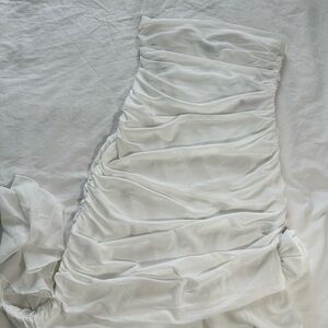 Forever 21 Strapless White Ruched Dress